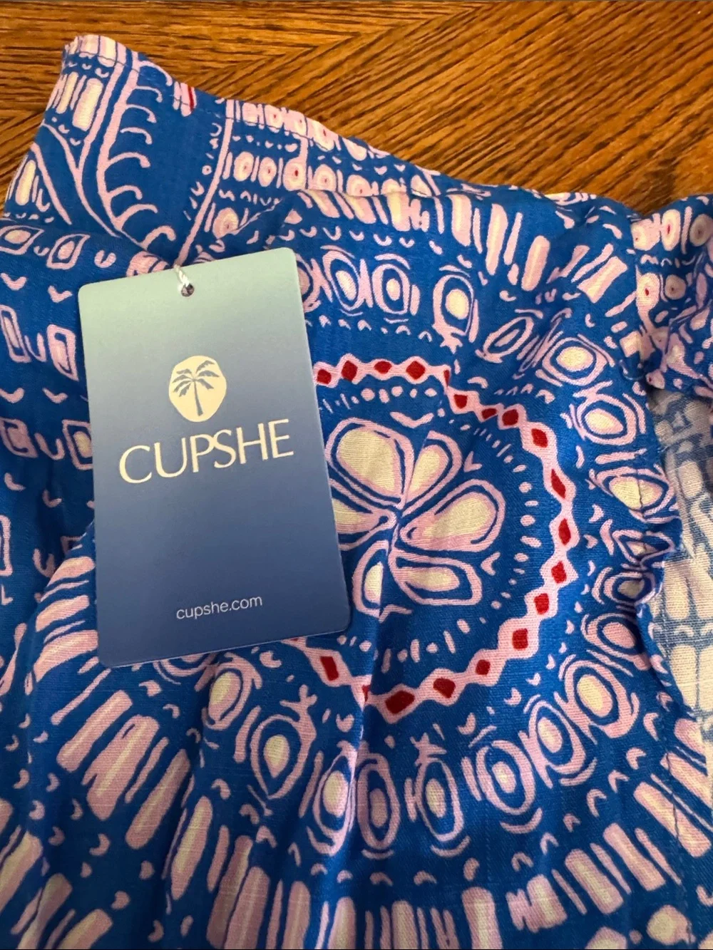 Cupshe NWT S BOHO purplish -Blue Mandala Printed Tie-Shoulder Maxi Dress